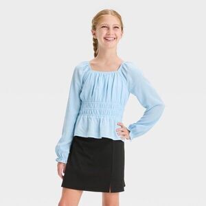 Target Girls' Long leeve Ruched Waist Blouse Top - art class Size 14 #609